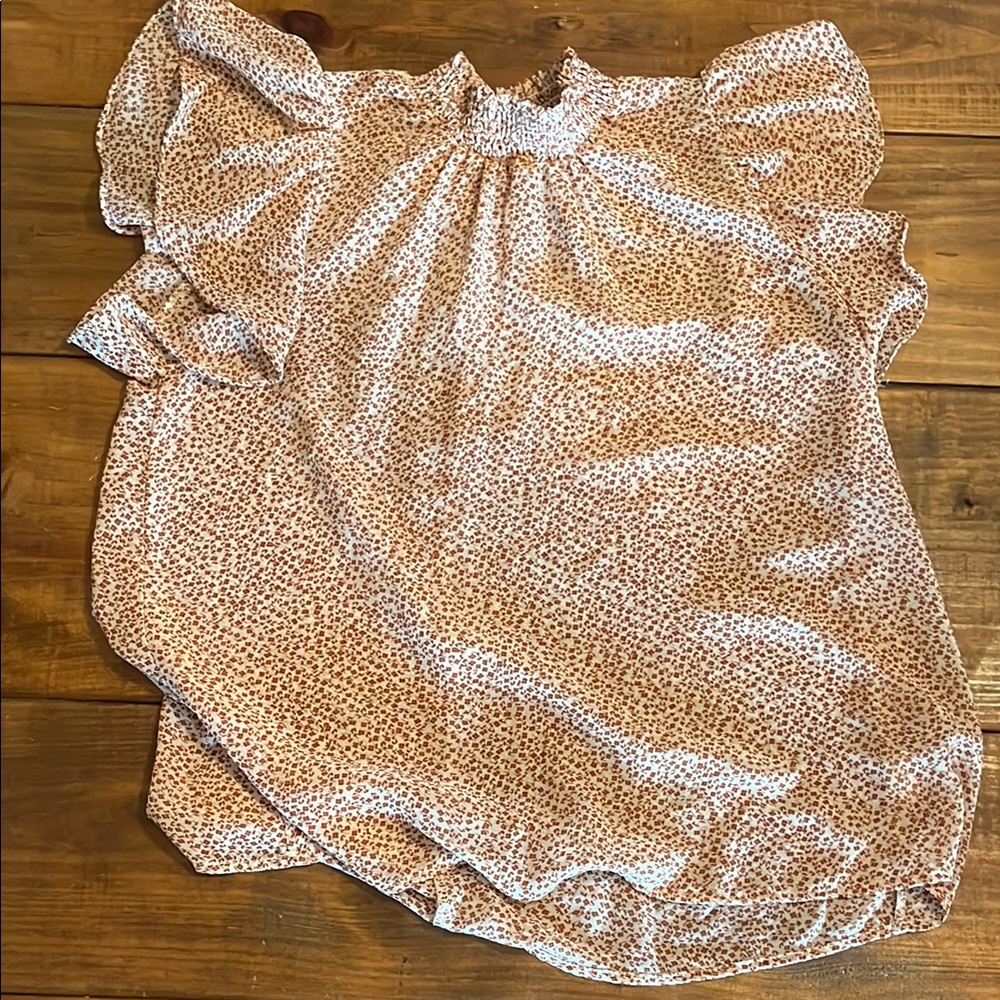 Mock Neck Floral Ruffle Sleeve Blouse